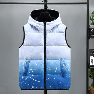 
Vest men's autumn and winter down cotton trendy hooded vest jacket thickened and warm double-sided vest vest trendy