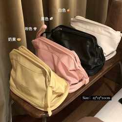 【Nye】Double-Layer Cloud Makeup Bag for Women, Portable Hand-Held Storage Bag, Large Capacity Travel High-End Toiletry Bag