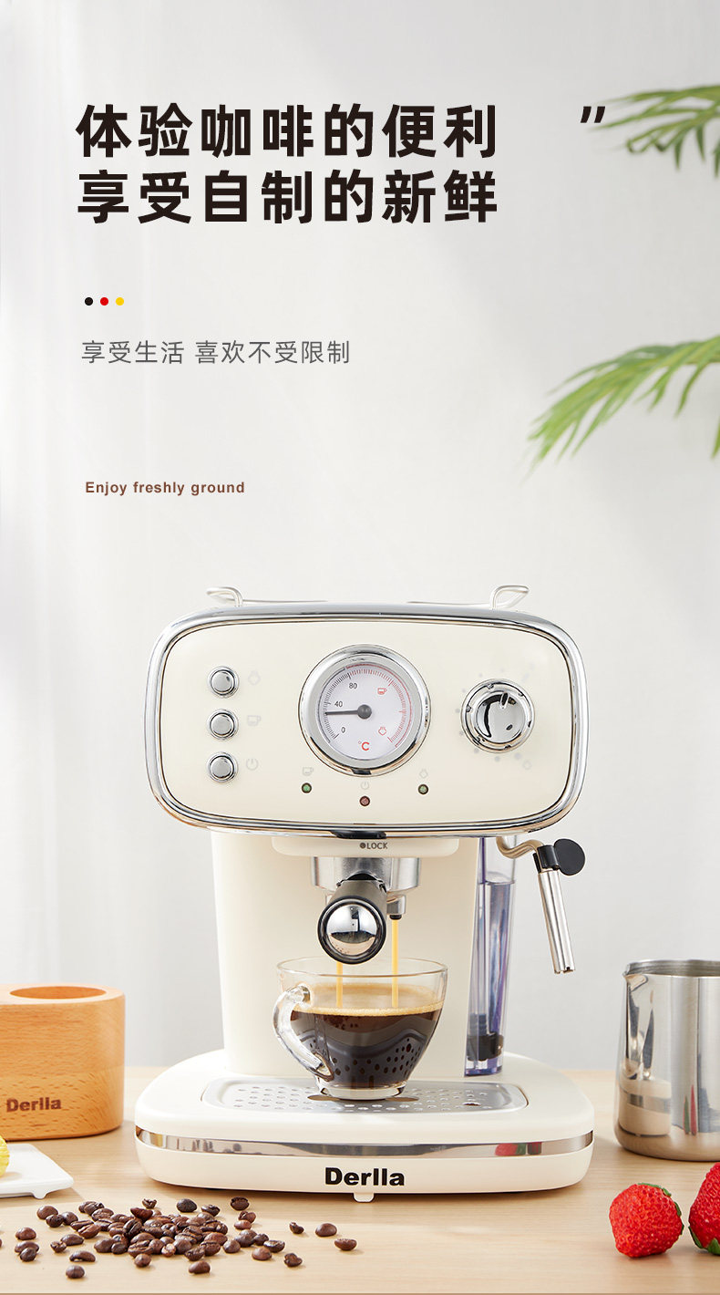 半自動コーヒーマシン エスプレッソ 110Vステンレス 粉末対応 ラテ