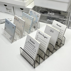 Transparent Multi-Compartment Bookend Office Desktop Miscellaneous Organizer Box Student Dormitory Memo Planner Postcard Storage Rack