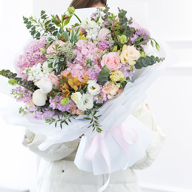 韩式巨型绣球鲜花花束