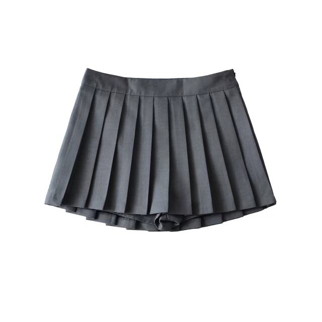 2023 autumn TB ultra-short pleated skirt short front and long back anti-exposure high waist slimming A-line half-body short skirt for women
