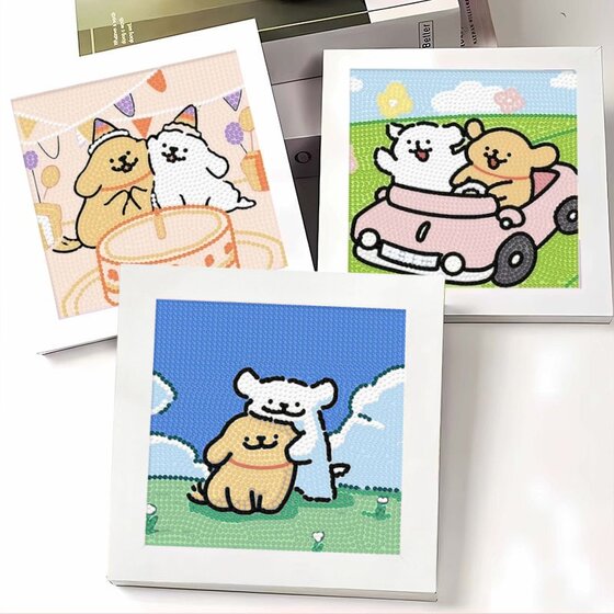 
New line puppy diy diamond stickers diamond paintings for children primary school students toys girls masonry handmade gifts