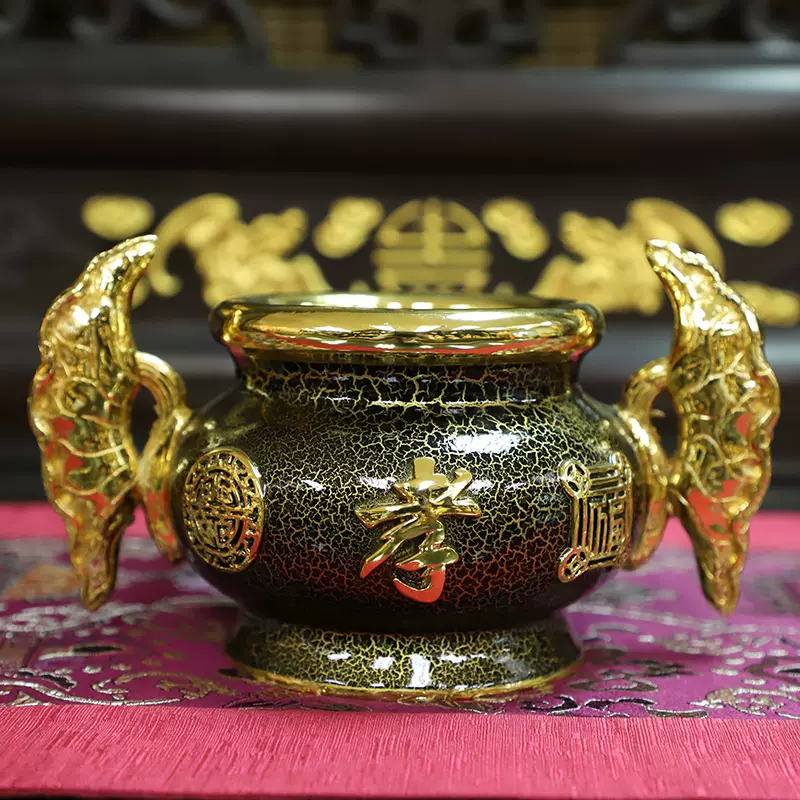 臺灣製造純銅鎏金香爐蓮花造型家用供奉香爐