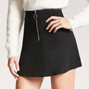 F21 counter genuine versatile solid color zipper A-line short skirt umbrella skirt skirt 227849