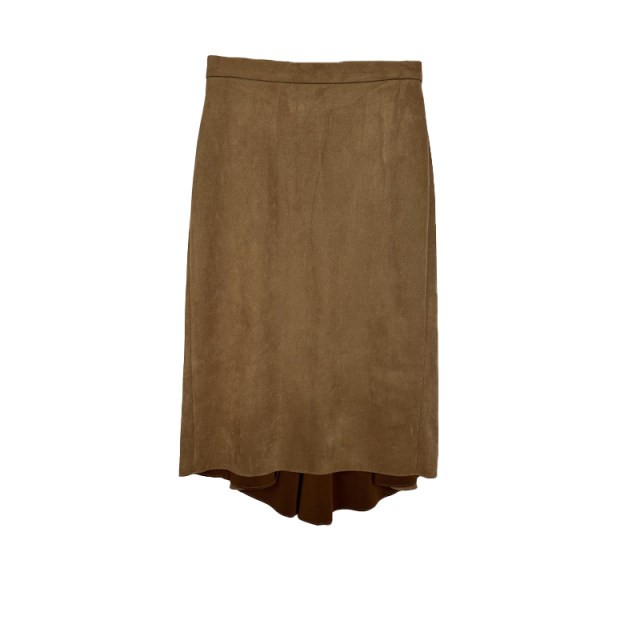La series counter genuine intellectual solid color suede asymmetric hem long skirt spring and autumn 20012687
