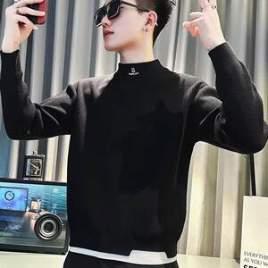 
Men's Sweater Autumn and Winter Trendy Brand Pi Shuai Half-Turtle Collar Knitted Sweater Men's 2024 New Velvet Inner Bottoming Shirt