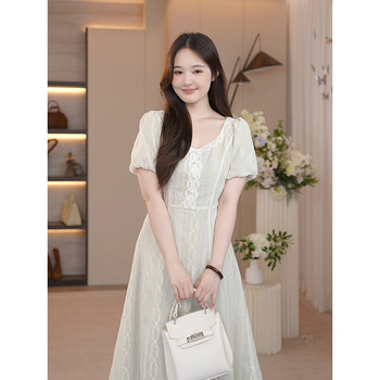 Summer large size women's clothing, moonlight cool embroidered dress, temperament, waist-hugging first love style little white skirt long skirt