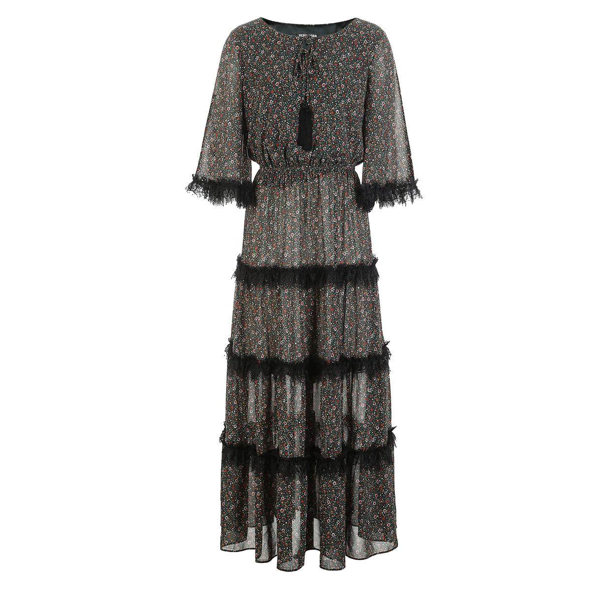 veromoda民族风蕾丝拼接连衣裙