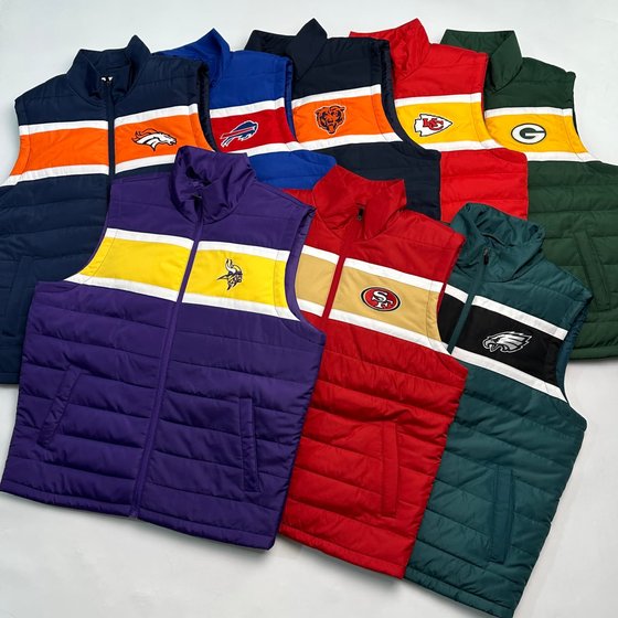 North American GIII version men's stand-up collar cotton vest Thousand needle embroidery team logo warm cotton vest Splicing large size