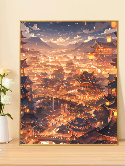 中国風景油絵 - 手描きキャンバスアート - バネッサ