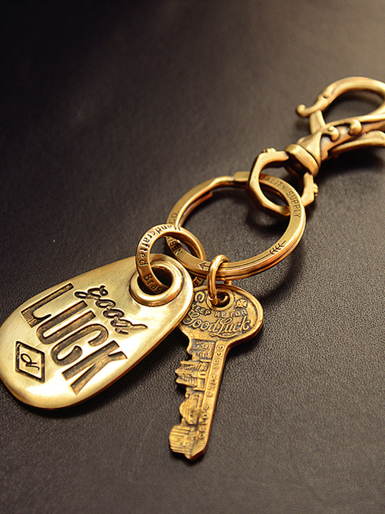 原创手工黄铜镶嵌纯银高档汽车钥匙扣
