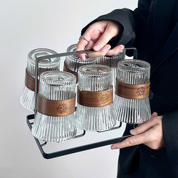 New Chinese-Style Household Living Room Tea Cup Anti-Scalding Set Waist-Cupped Cup Juice Cup Coffee Cup High-Temperature Resistant Glass Cup