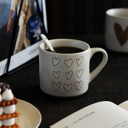 Sanshijia Heart Mug Ceramic Water Cup for Girls, High Aesthetic Value, Office Milk Coffee Cup, Large Capacity