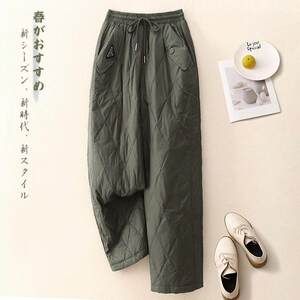 Fashionable and lightweight windproof down cotton pants for women in winter new high-waisted slimming fashionable casual straight-leg plus cotton trousers
