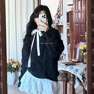 
L girl twist pullover knitted sweater for women 2025 new autumn and winter lazy style design Korean round neck top