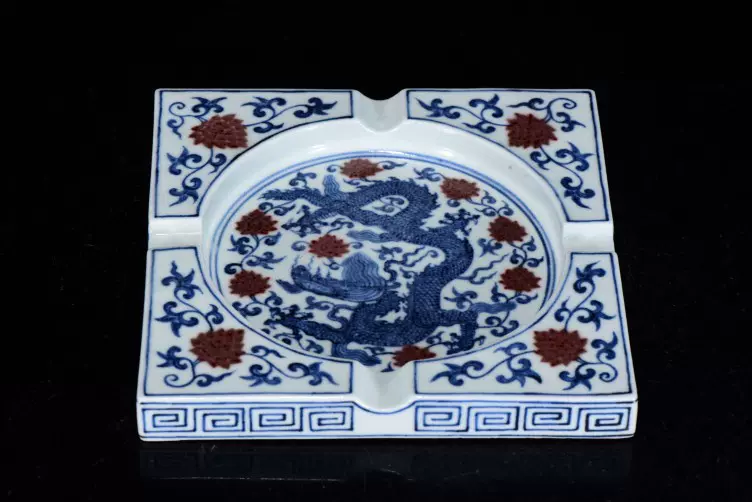 明代宣德年青花釉里红龙纹砚台古董收藏古玩陶瓷古瓷器老货包老-Taobao
