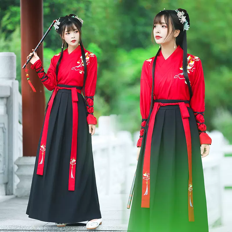 武侠风汉服女中国风交领齐腰襦裙男学生班服情侣宋制古装日常秋冬-Taobao