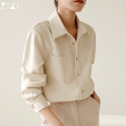 Brushed Shirt for Women, 2026 Spring New Style, Base Layer for Layering, Long-Sleeved Shirt, Suitable for Commuting and Interviews, High-End Feel Top