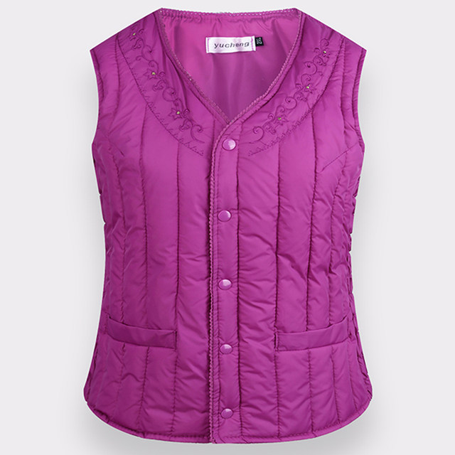 Autumn and winter middle-aged and elderly women down cotton vest elderly mothers close-fitting grandma vest short vest warm
