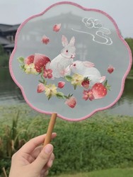 Suzhou Embroidery Round Fan, Traditional Style Double-Sided Embroidery Suzhou Fan, Women's Hanfu Chinese Style Cheongsam Ancient Costume Children's Dance Fan