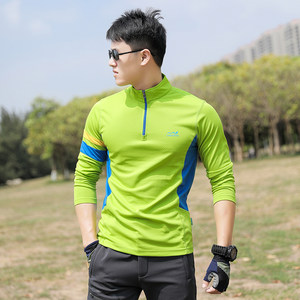
Outdoor quick-drying T-shirt for men's long-sleeved stand collar for spring and summer moisture-absorbing and breathable elastic sports mountaineering quick-drying clothes