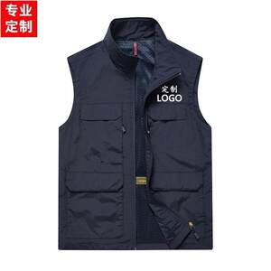 
Customized LOGO multi-pocket vest for men, outdoor fishing, photojournalist, director overalls, casual outdoor vest