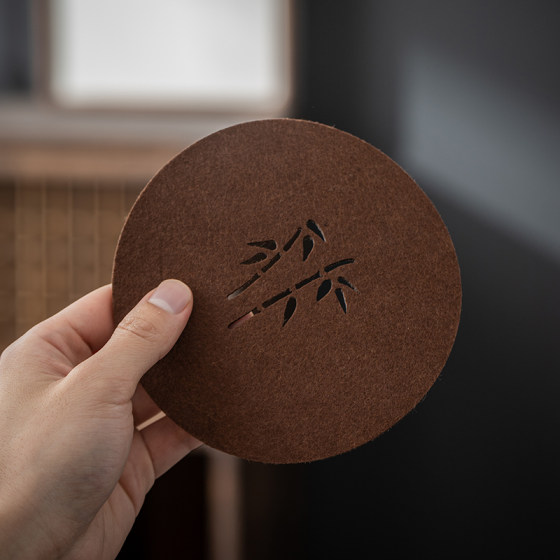 
Chinese style creative water-absorbing felt coaster Kung Fu tea cup holder Zen insulation anti-slip hollow pot bearing pad accessories