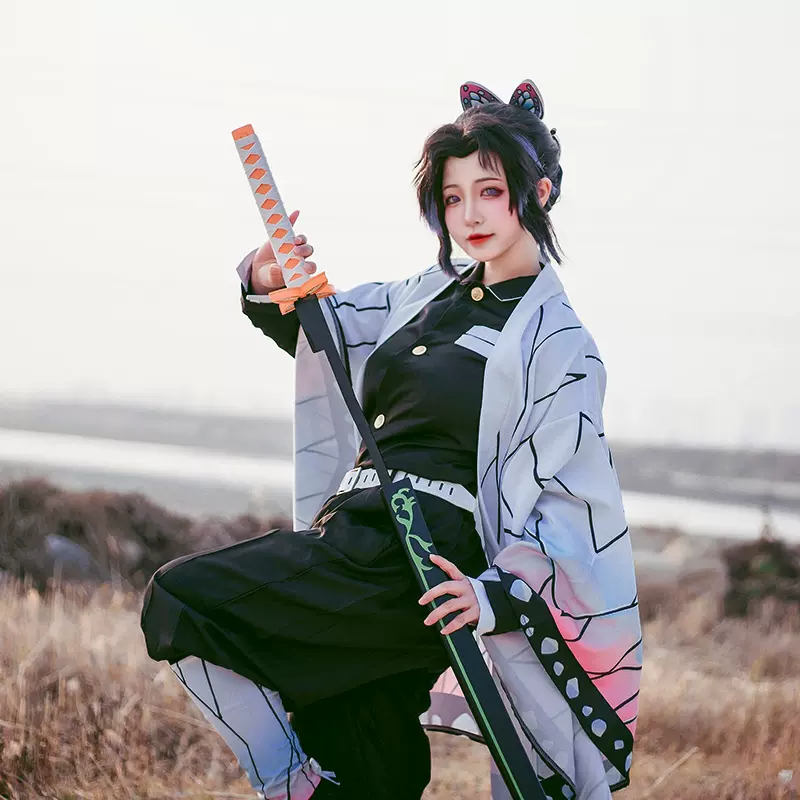 现货鬼灭之刃蝴蝶忍cos服cosplay套装虫柱羽织，-Taobao