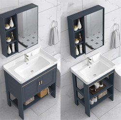 Space Aluminum Floor-Standing Washbasin Cabinet Combination Integrated Bathroom Washbasin Small Apartment Bathroom Mirror Cabinet Washstand