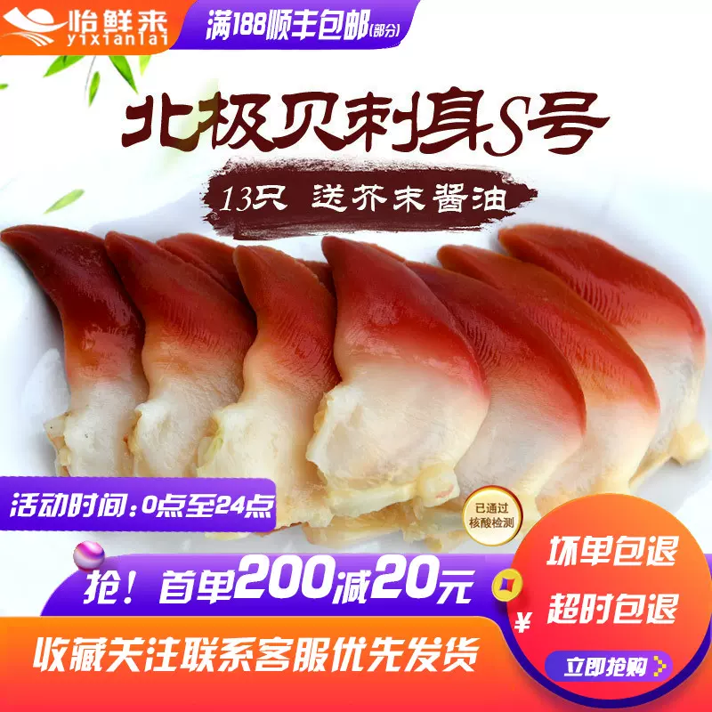 新鲜冷冻进口加拿大北极贝刺身13只装日料寿司刺身送芥末
