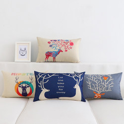 Nordic Rectangular Sofa Pillow Lumbar Pillow with Core Cover Cotton and Linen Simple Cushion Long Chair Backrest Large Square Pillow