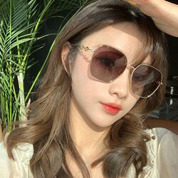 ins Sunglasses for Women 2024 New Gradient Color Korean Style Trendy Anti-Uv Sunglasses for Big Face Slimming Sunglasses