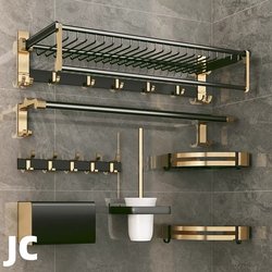 German Space Aluminum Storage Rack Bathroom Towel Rack No-Drill Wall-Mounted Light Luxury Style Washroom Towel Rack