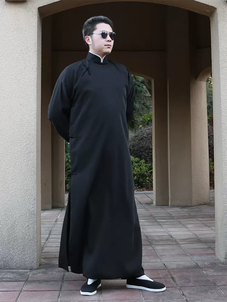 民国长衫男装相声大褂斜襟中式伴郎服长袍演出服中国风袍子春秋季