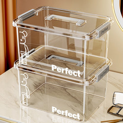 Portable Cosmetic Storage Box, Transparent Desktop Skin Care Product and Facial Mask Storage Rack with Lid, Dust-Proof Miscellaneous Storage Basket