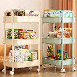 Trolley Storage Rack for Living Room, Kitchen, Floor-Standing, Bedroom, Multi-Layer, Snacks, Mobile, Bathroom, Toilet, Storage Rack