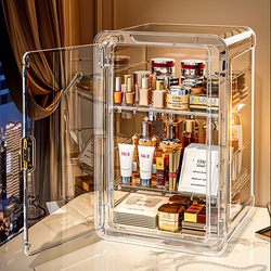 Cosmetics Storage Box, Dressing Table, Lipstick and Skin Care Product Storage Cabinet, Desktop Large-Capacity High-End Dust-Proof Storage Rack