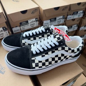 Vans帆布 黑白棋盘格 减震耐磨轻便透气 低帮 板鞋