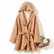 Hooded double-sided cashmere coat for women mid-length spliced ​​leather cloak autumn and winter new small wool coat for women