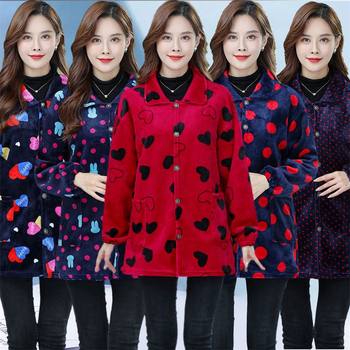 Winter flannel smock adult women's long-sleeved velvet thickened mother's wear fashion coat kitchen apron work clothes