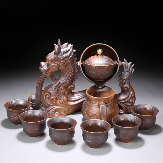 紫砂 回転自動茶器セット カンフー茶器 生々しく 