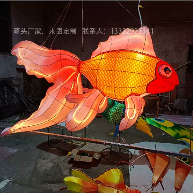 新款發光錦鯉魚金魚燈籠飯廳吊飾非遺魚燈中秋春節大型