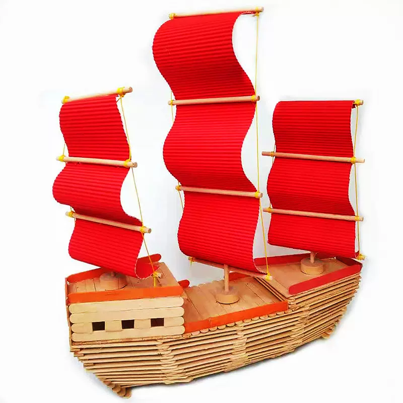 雪糕棍儿童diy手工制作粘贴拼装南湖红船帆船模型材料国庆节礼物