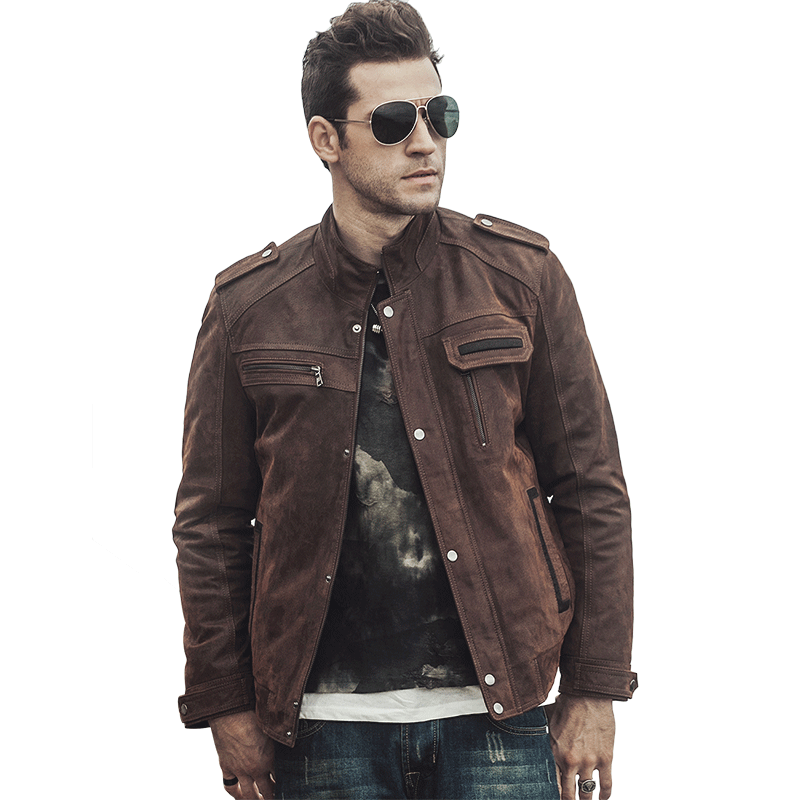 Autumn new Haining leather leather men's Korean version slim short and cotton men's leather jacket motorcycle clothing
