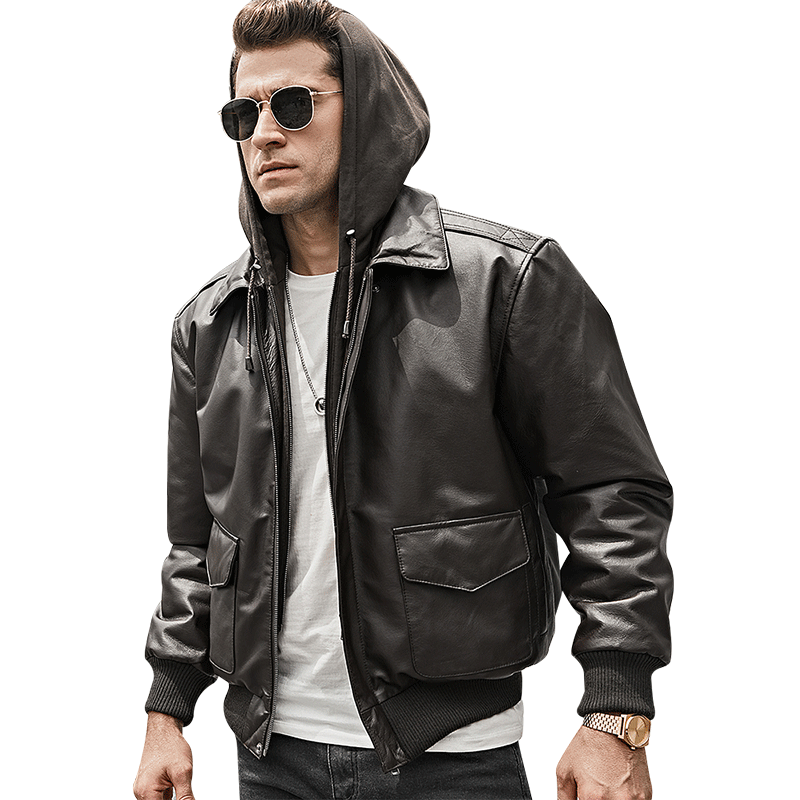 
Autumn New Genuine Leather Jacket Men's Haining Leather Jacket Large Size Men's Pigskin European and American Short Motorcycle Jacket Men's