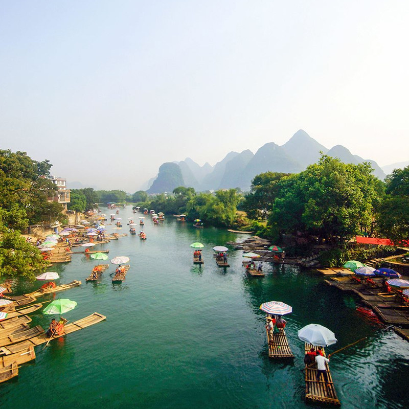 【2--8人精品小团】桂林旅游3天2晚阳朔漓江遇龙河竹筏纯玩三日游