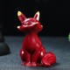 Cinnabar Fox Tea Pets Carving Hand to Decorate Zijin Living Room Crafts Furniture Home Town Desktop Fortune