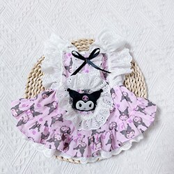 Pet Dog Clothes Pure Cotton Kuromi Princess Dress Ragdoll Cat Clothes Anti-Shedding Teddy Bichon Clothes Spring and Autumn Style