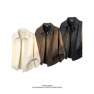 [NO LOGO PLUS] Dark matter Korean men's leather motorcycle short jacket retro neutral style jacket trendy